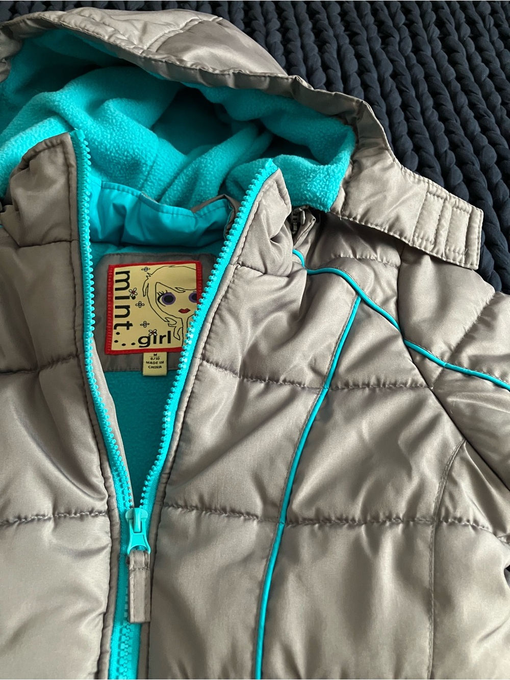 Kids Teal & Gray Winter Jacket - Picture 3 of 13
